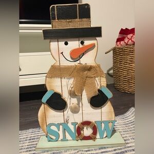Rustic Wooden Snowman Christmas Decoration – 20.5" Tall – Christmas Tree Shops